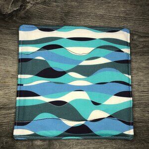 potholder abstract art blue green ocean waves watercolor swirls Pot holders hand